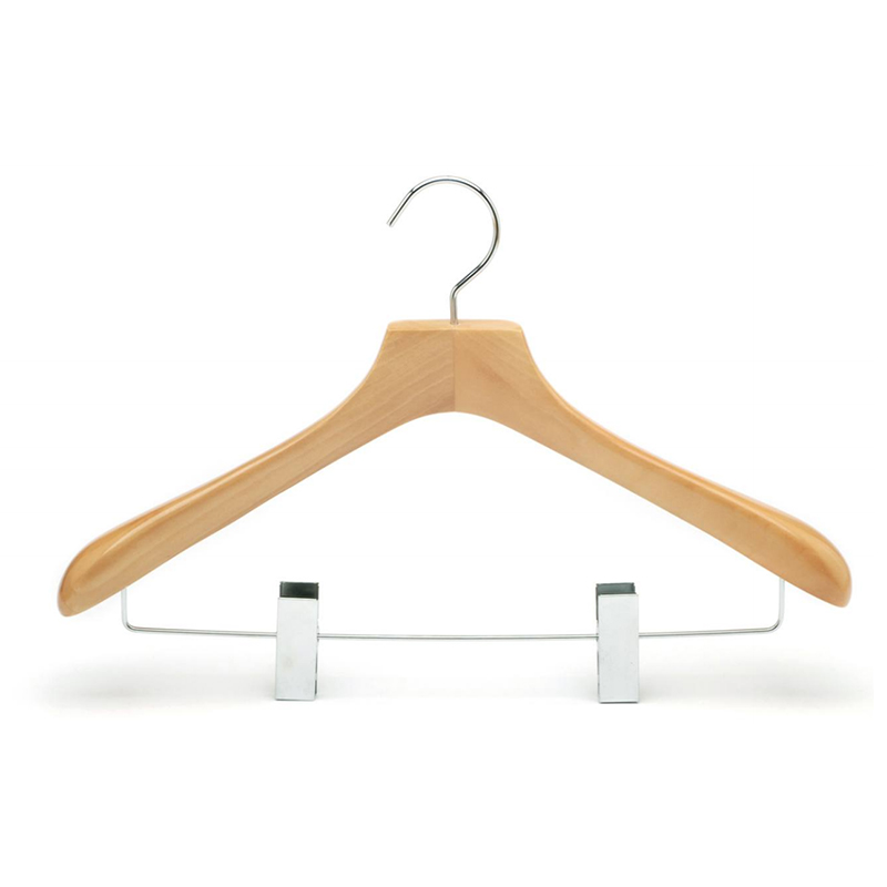 Chinese Factory Hangers Wood Hanger with Chrome Hook Custom Logo Hanger without Bar