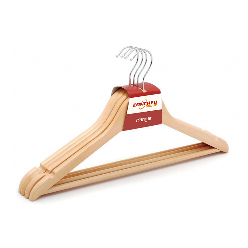 Custom Logo Wood Hangers, Basic Cloth Hangers Suit Hangers with Non Slip Bar,Smooth 360 Swivel Hook Supermarket Hanger