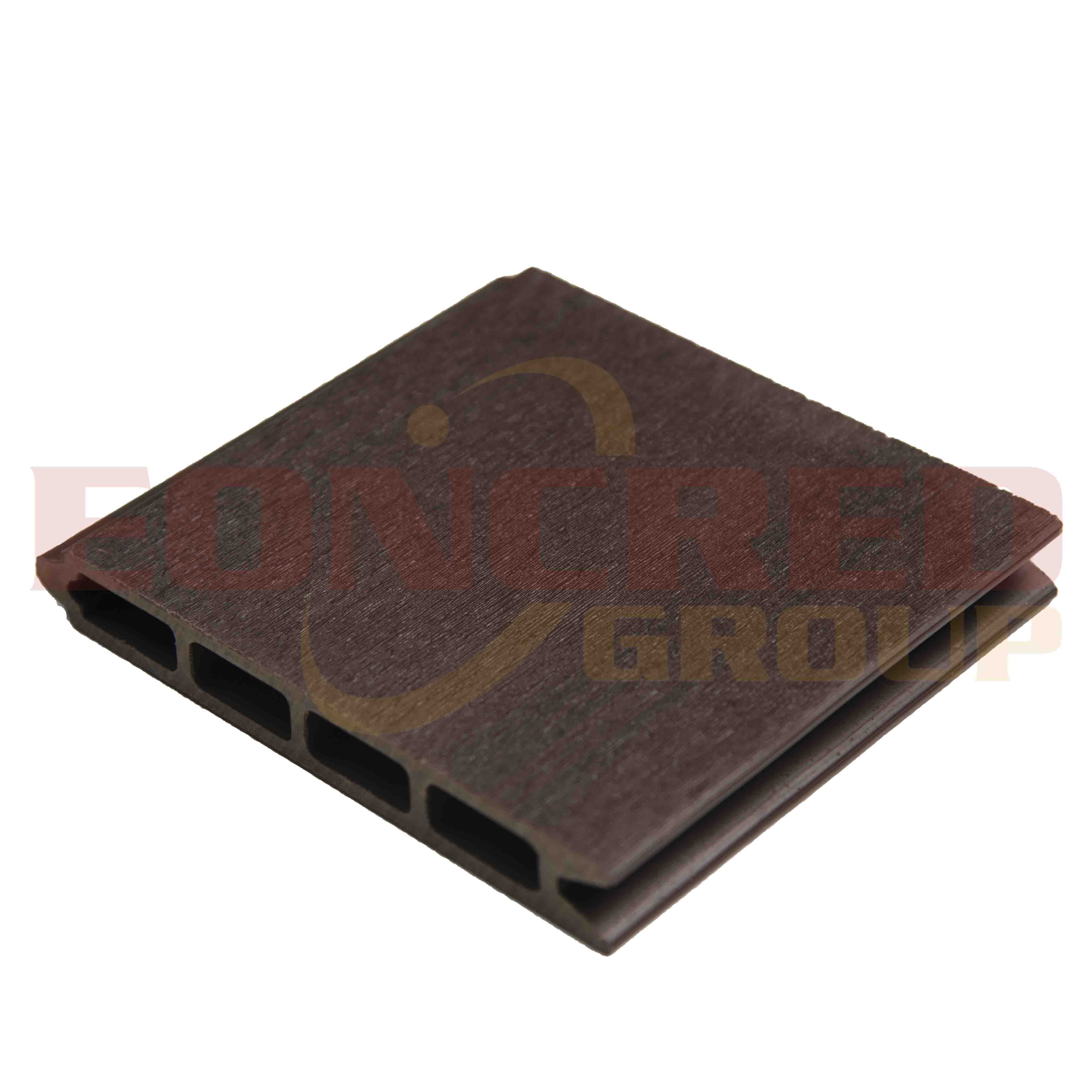 Outdoor WPC flooring in gray installed on a modern patio