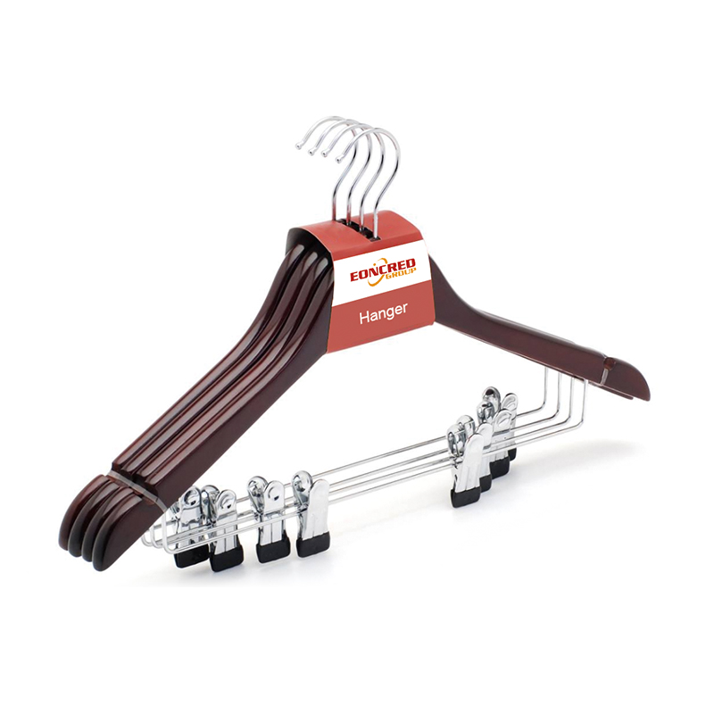 Custom Logo Wood Hangers, Basic Cloth Hangers Suit Hangers with Non Slip Bar,Smooth 360 Swivel Hook Supermarket Hanger